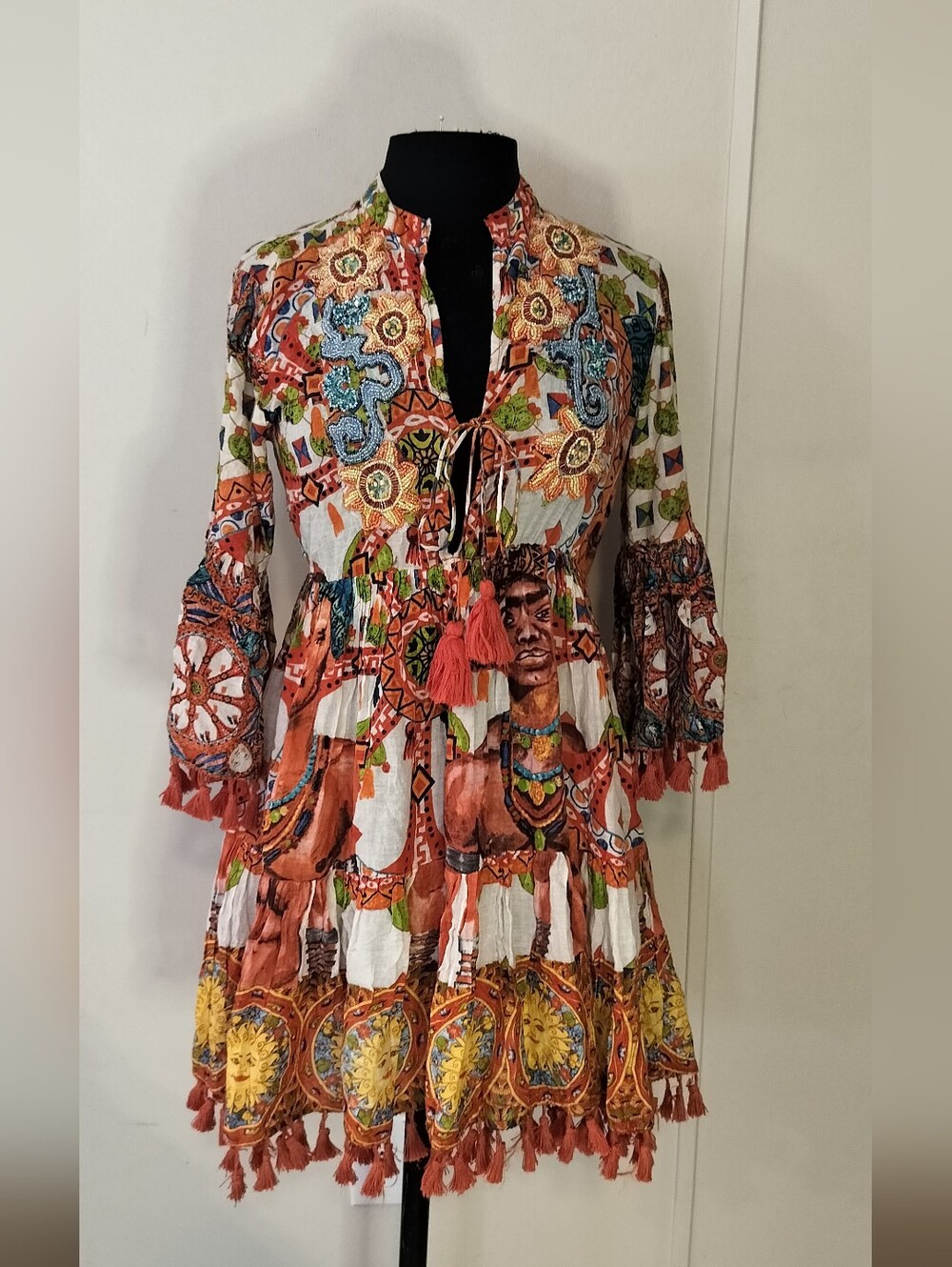 Antica Santiaria by Giacomo Cinque Floral Tie-Front Top - Turquoise Accents